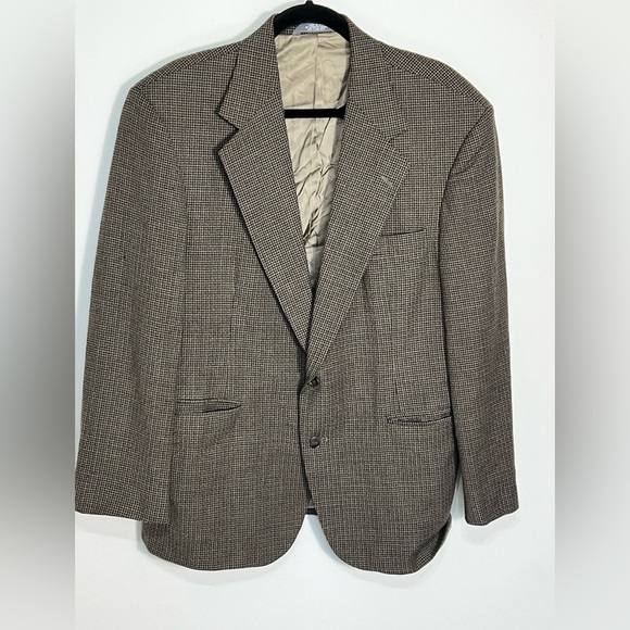 Haggar Vintage Men's Blazer Jacket Size 44L Brown Tweed Wool Blend Sport Coat - Picture 1 of 13